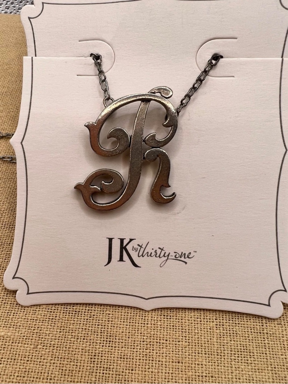 “R” - Pewter Initial necklace- by Jk Thirty One